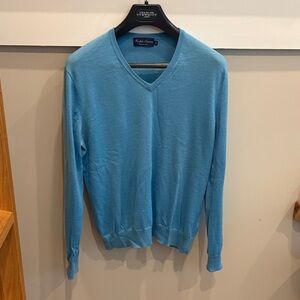 Ralph Lauren Purple Label Cashmere Light Blue V-Neck Sweater